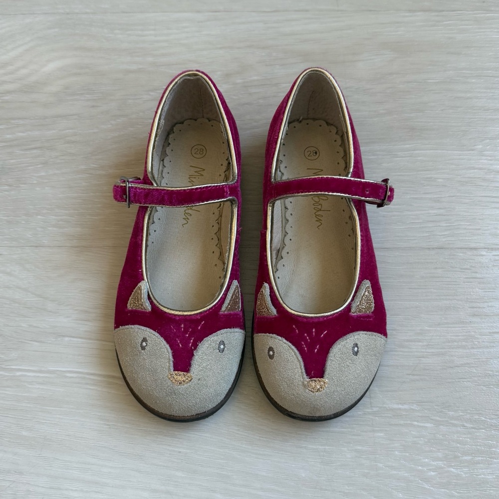 Mini Boden Pink Velvet Fox Mary Jane’s EU 28 11 US